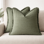 Pillow Covers Set of 2 Cotton Blend Hidden Zipper Machine Washable