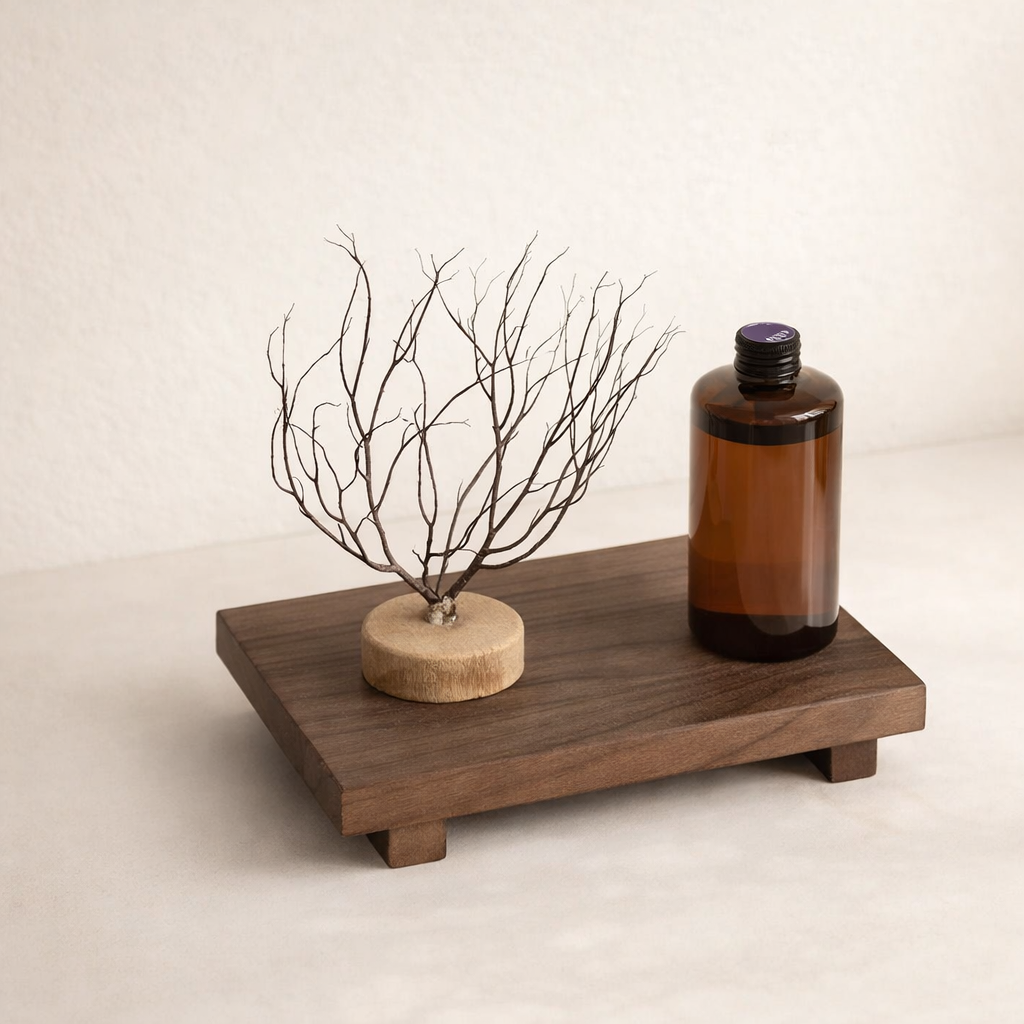 Wooden Display Tray Raised Platform Stand Natural Wood Minimalist