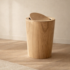 Trash Can Wood Style Rotating Lid Dual Layer Kitchen Bin