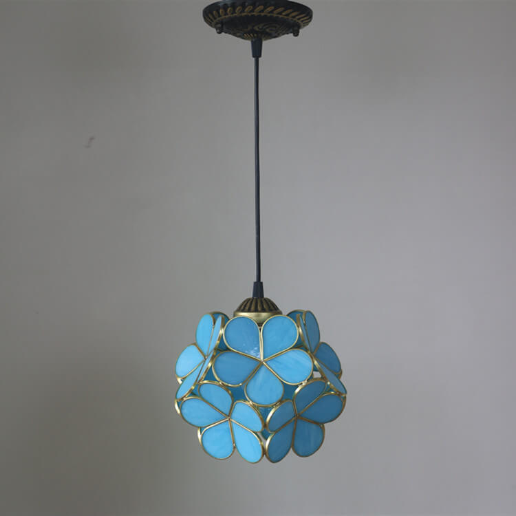 Retro Stained Glass Petal Single-Light Pendant Fixture