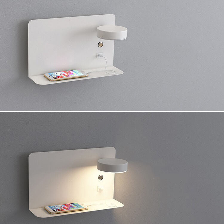 Contemporary Square Iron LED Wall Sconce Lamp with USB Rechargeable Feature