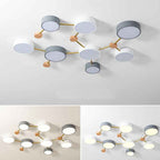 Scandinavian Minimalist Solid Wood and Iron LED Flush Mount Light