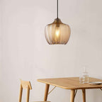 Nordic Wavy Glass 1-Light Barrel Pendant with Textured Finish
