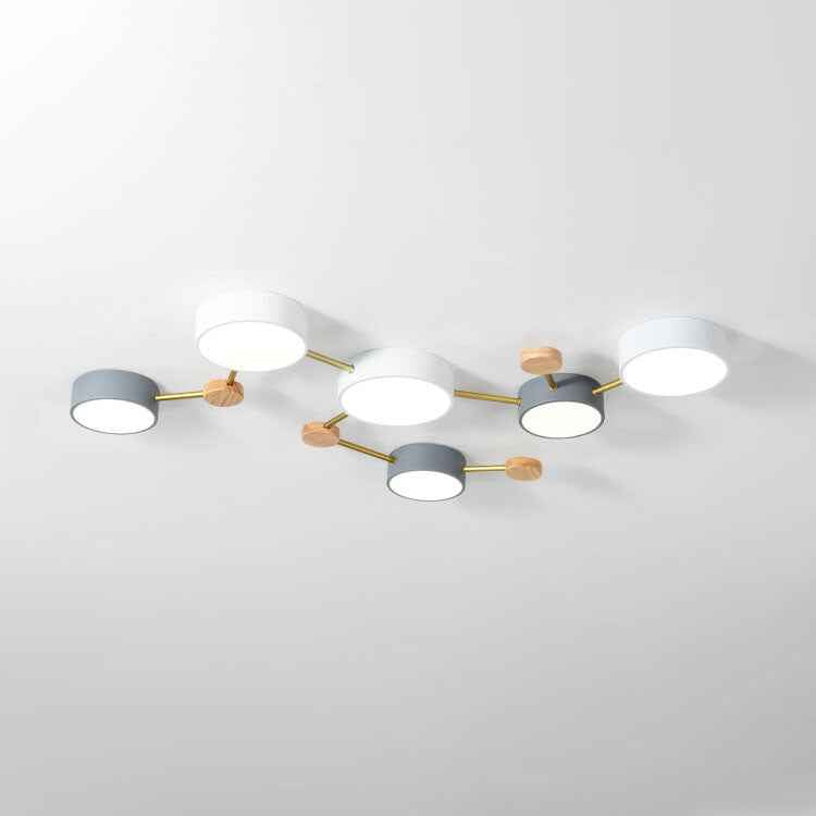 Scandinavian Minimalist Solid Wood and Iron LED Flush Mount Light