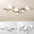 Scandinavian Minimalist Solid Wood and Iron LED Flush Mount Light
