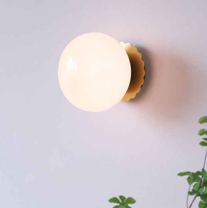 Contemporary Vintage Minimalist Round Iron and Glass 1-Light Wall Sconce