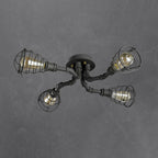 Industrial Vintage Round Iron Flush Mount Ceiling Light - Available in 4, 6, or 8 Lights