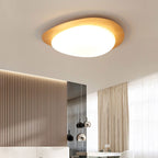 Nordic Style Iron Wood Grain Pebble LED Flush Mount Ceiling Fixture