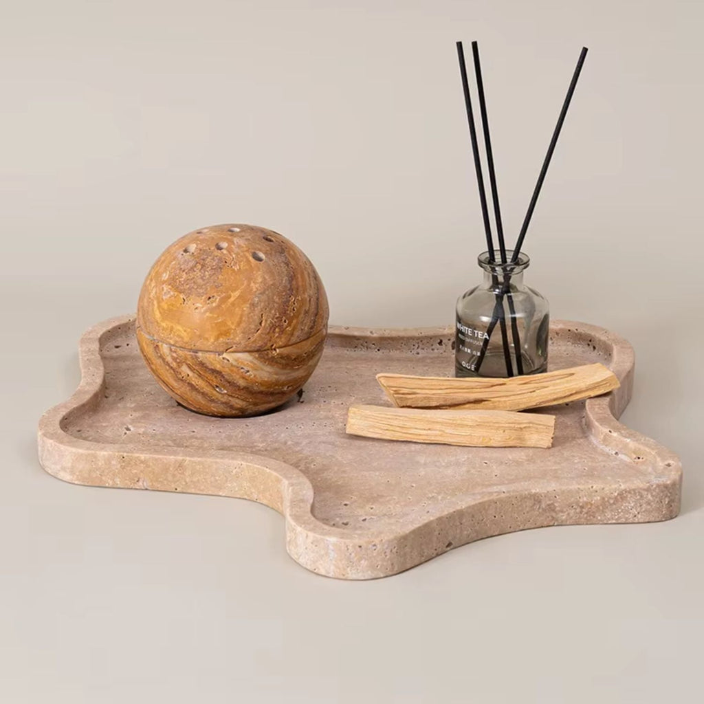 Bela Irregular Stone Tray | Handcrafted Natural Ochre Design
