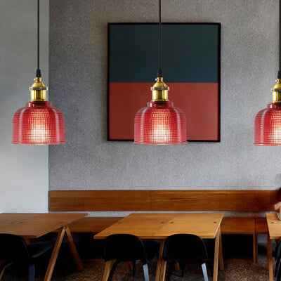 Retro Textured Lattice Glass Single Pendant Light