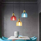 Retro Textured Lattice Glass Single Pendant Light