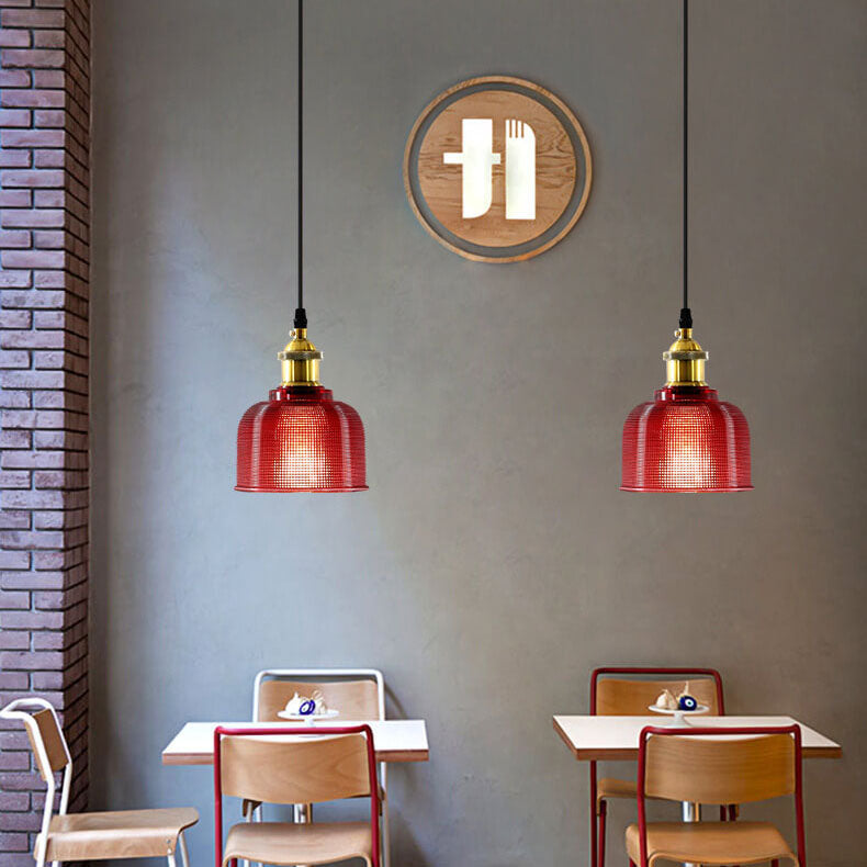 Vintage Textured Glass Pendant 1-Light