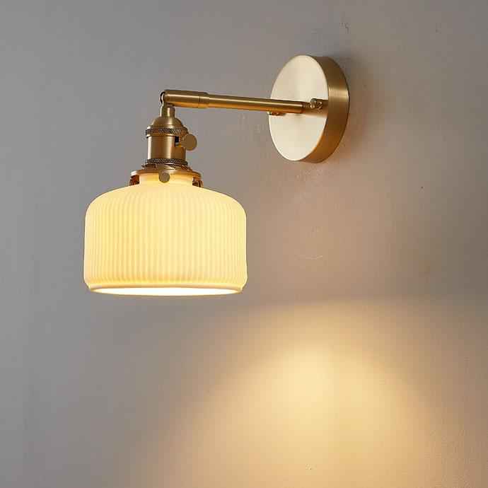 Contemporary Minimalist Striped Ceramic Wall Sconce Lamp with 1 Light