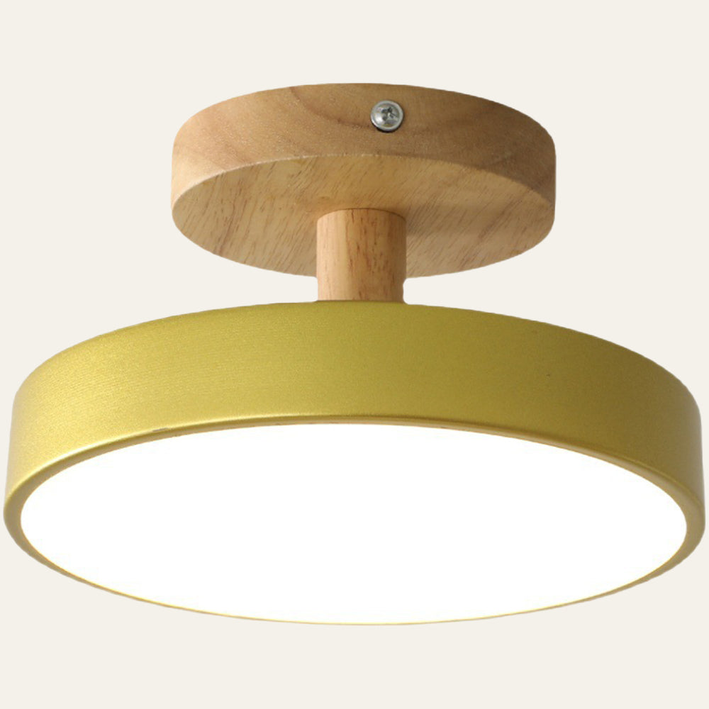 Bela LED Plafondlamp | Hout, Compact Ontwerp 18cm
