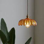 Bela Vintage Flower Pendant Lamp | Glass Shade, Brass Finish