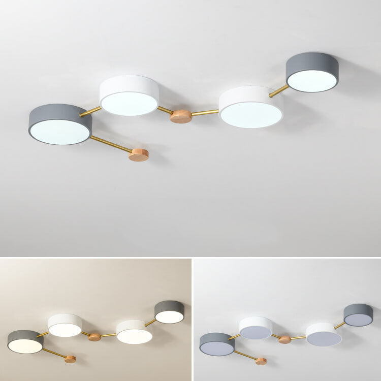 Scandinavian Minimalist Solid Wood and Iron LED Flush Mount Light