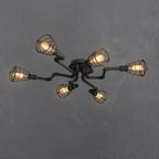 Industrial Vintage Round Iron Flush Mount Ceiling Light - Available in 4, 6, or 8 Lights