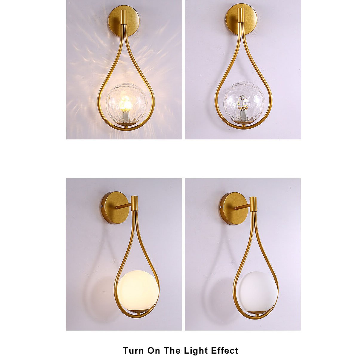 Contemporary 1-Light Globe Water Drop Wall Sconce - Dual Design