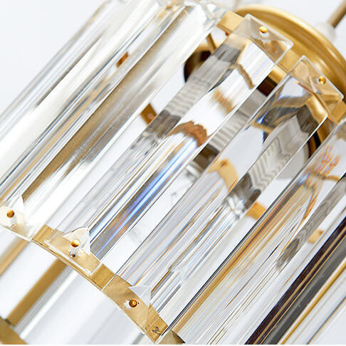 Contemporary 6-Light Cylindrical Crystal Stairway Chandelier