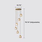 Contemporary 6-Light Cylindrical Crystal Stairway Chandelier
