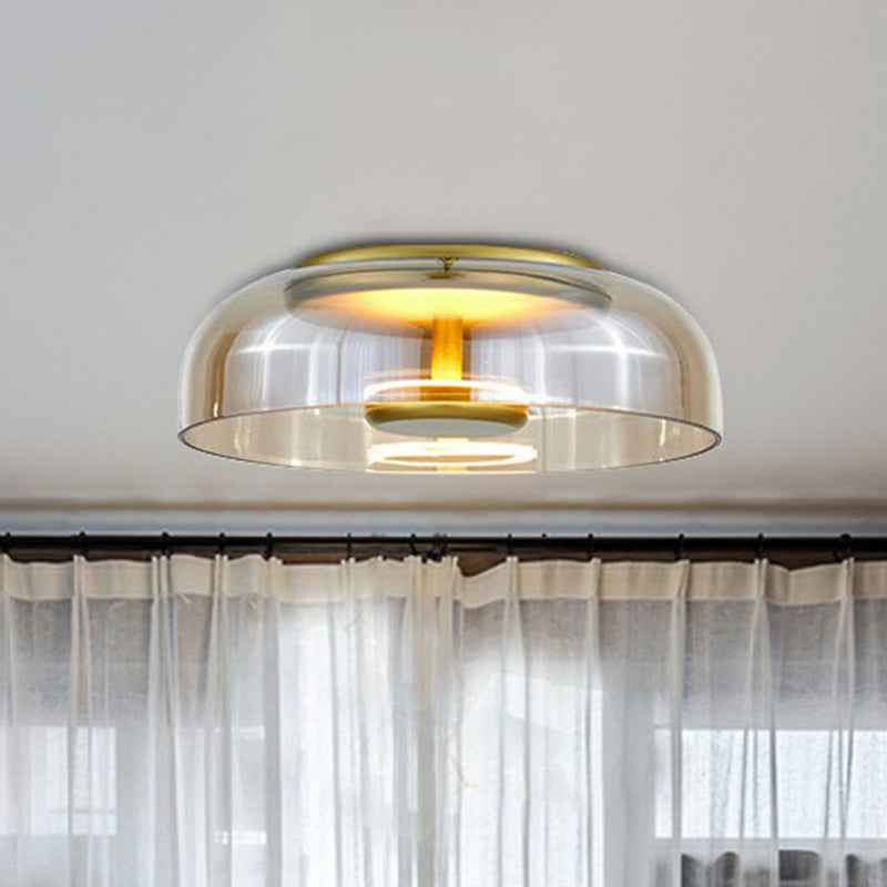 Bela Glass LED Ceiling Light | Modern Amber & Smoke Grey Finish