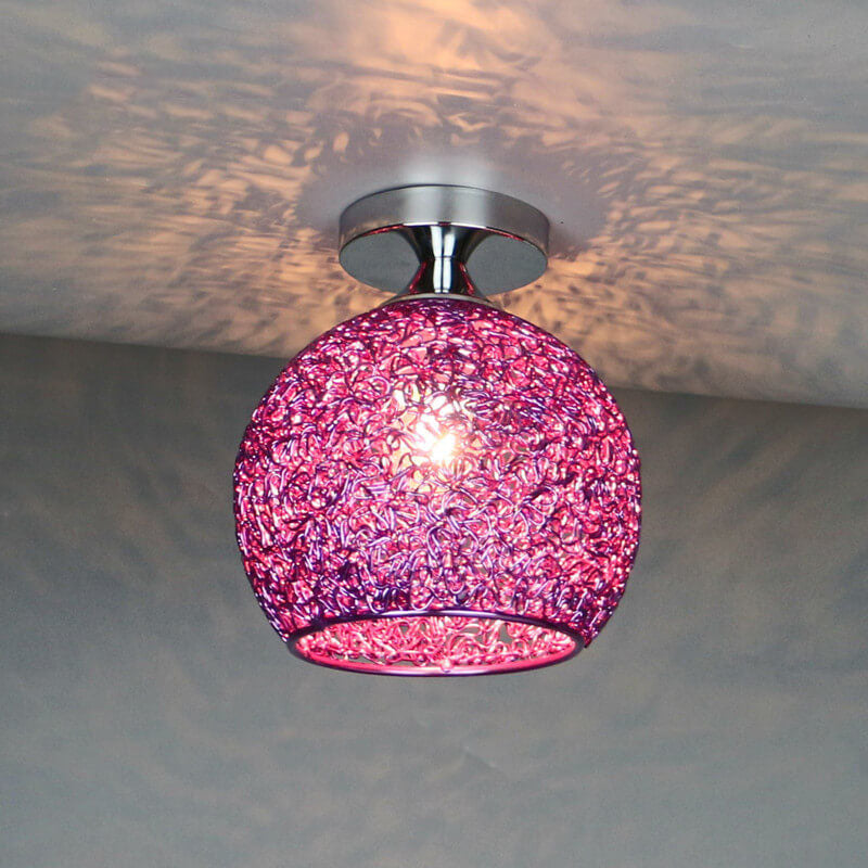 Contemporary Colorful 1-Light Dome Semi-Flush Ceiling Fixture