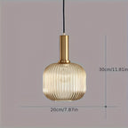 Brio Glass Pendant Light | Ribbed Shade, Polished Brass Finish