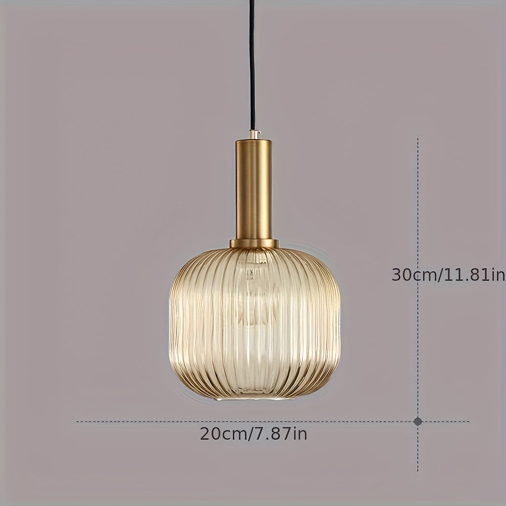 Brio Glass Pendant Light | Ribbed Shade, Polished Brass Finish