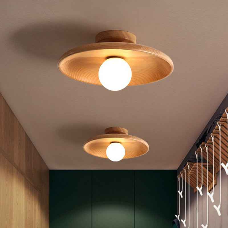 Bello Wooden Ceiling Light | Minimalist Semi-Flush Mount, Natural Wood