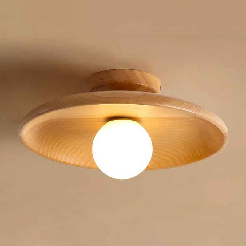 Bello Wooden Ceiling Light | Minimalist Semi-Flush Mount, Natural Wood