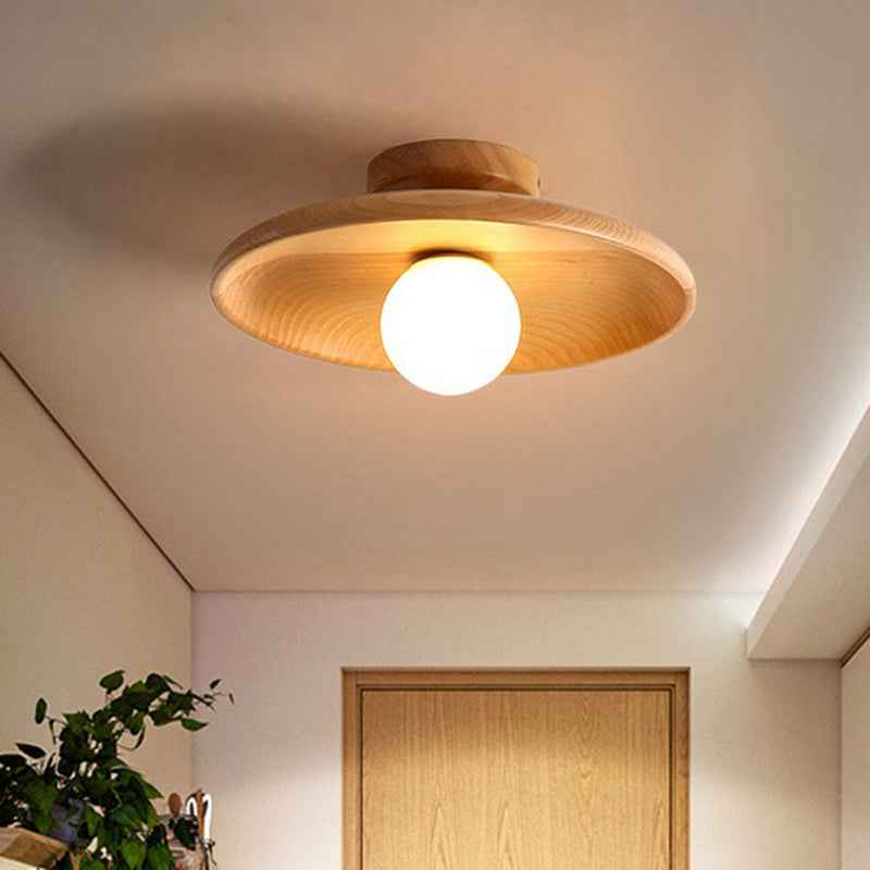 Bello Wooden Ceiling Light | Minimalist Semi-Flush Mount, Natural Wood