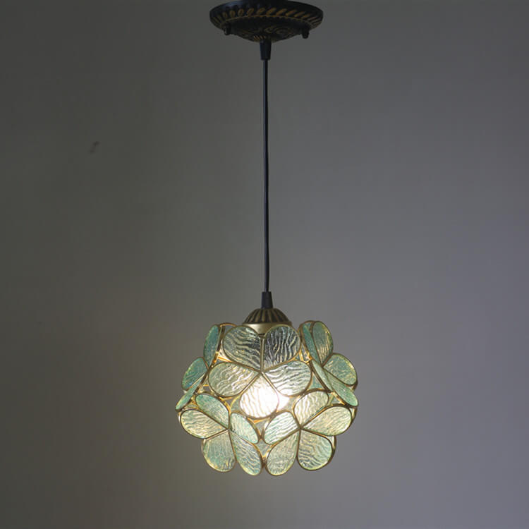 Retro Stained Glass Petal Single-Light Pendant Fixture