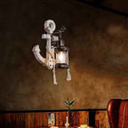 Rustic Industrial Wooden Wall Sconce Lamp with Vintage Boat Anchor Design - 1-Light