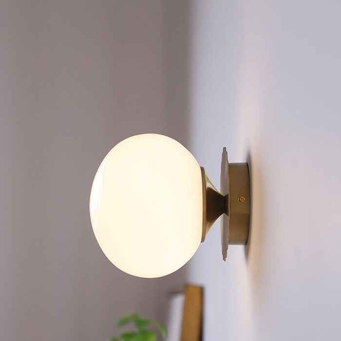 Contemporary Vintage Minimalist Round Iron and Glass 1-Light Wall Sconce