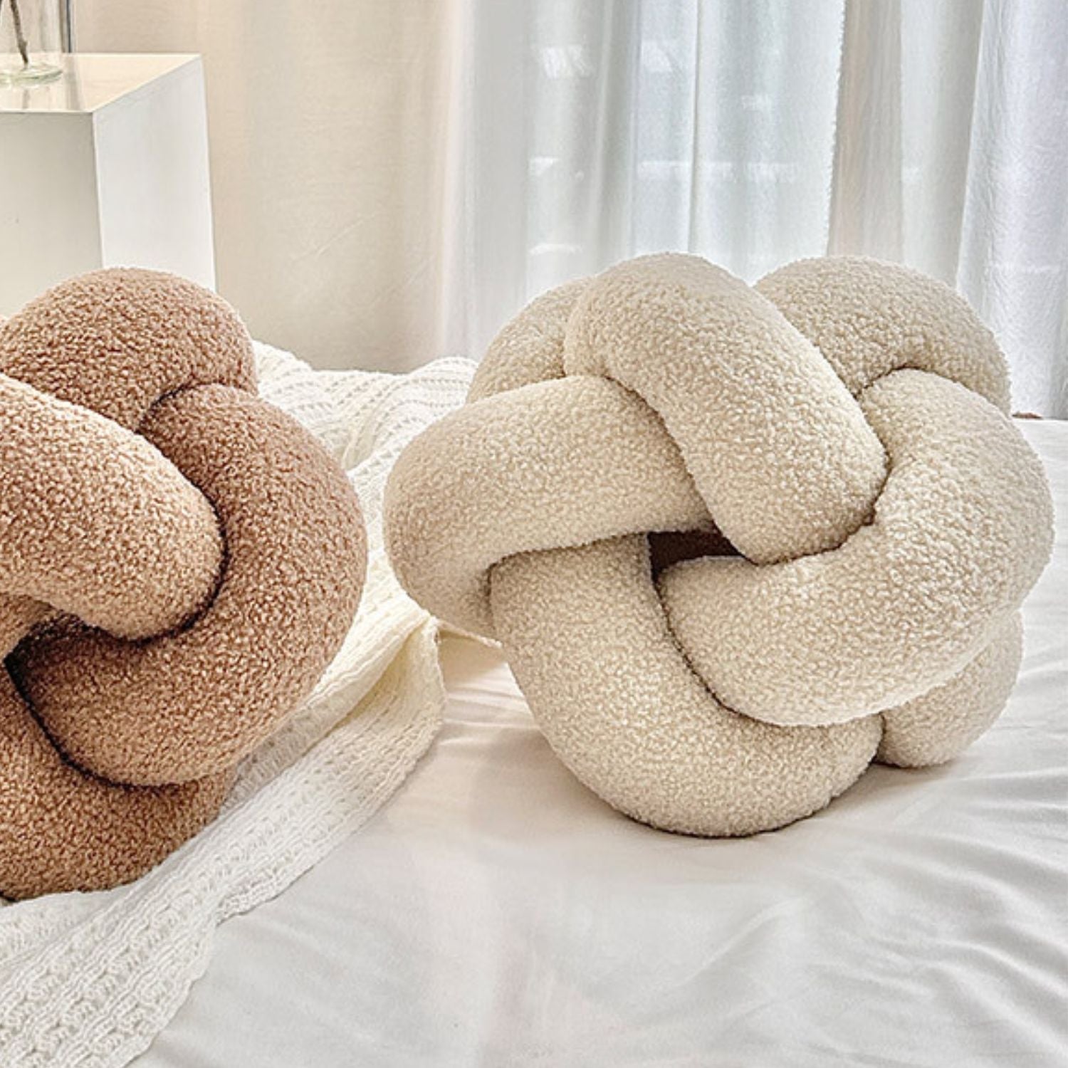 Bela Knot Cushion | Soft Bouclé Fabric, Sculptural Design