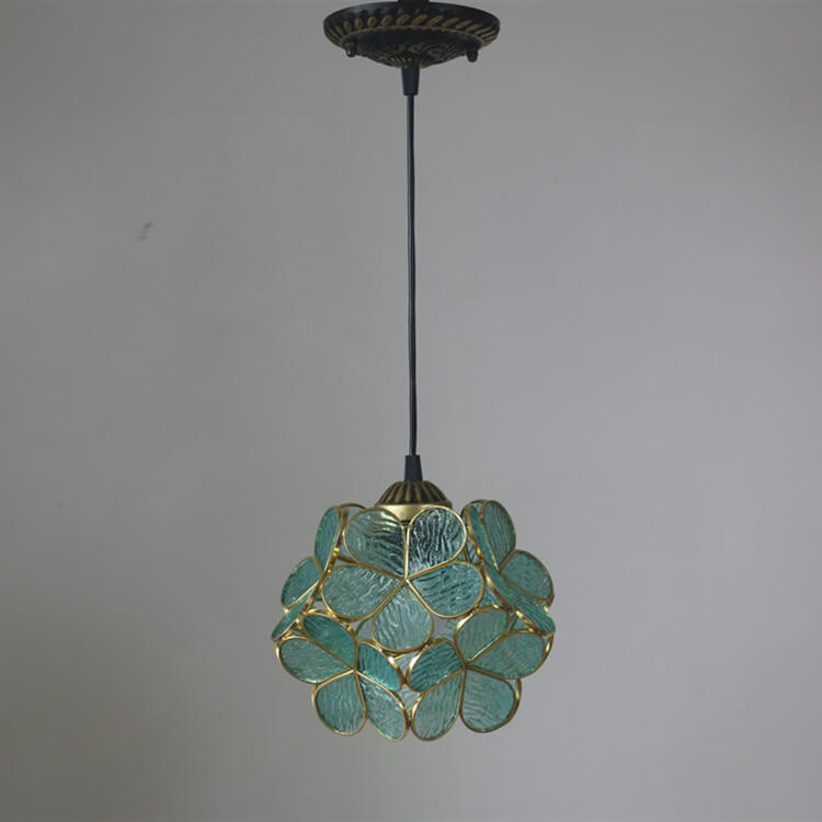 Retro Stained Glass Petal Single-Light Pendant Fixture