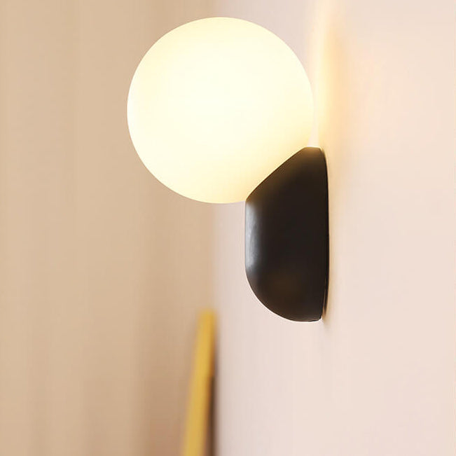 Macaron-Inspired Cream Resin Glass Ball 1-Light Wall Sconce