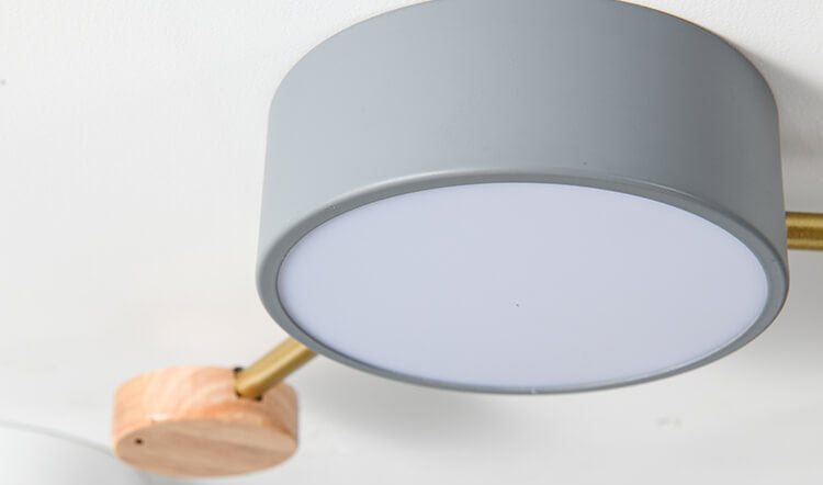 Scandinavian Minimalist Solid Wood and Iron LED Flush Mount Light