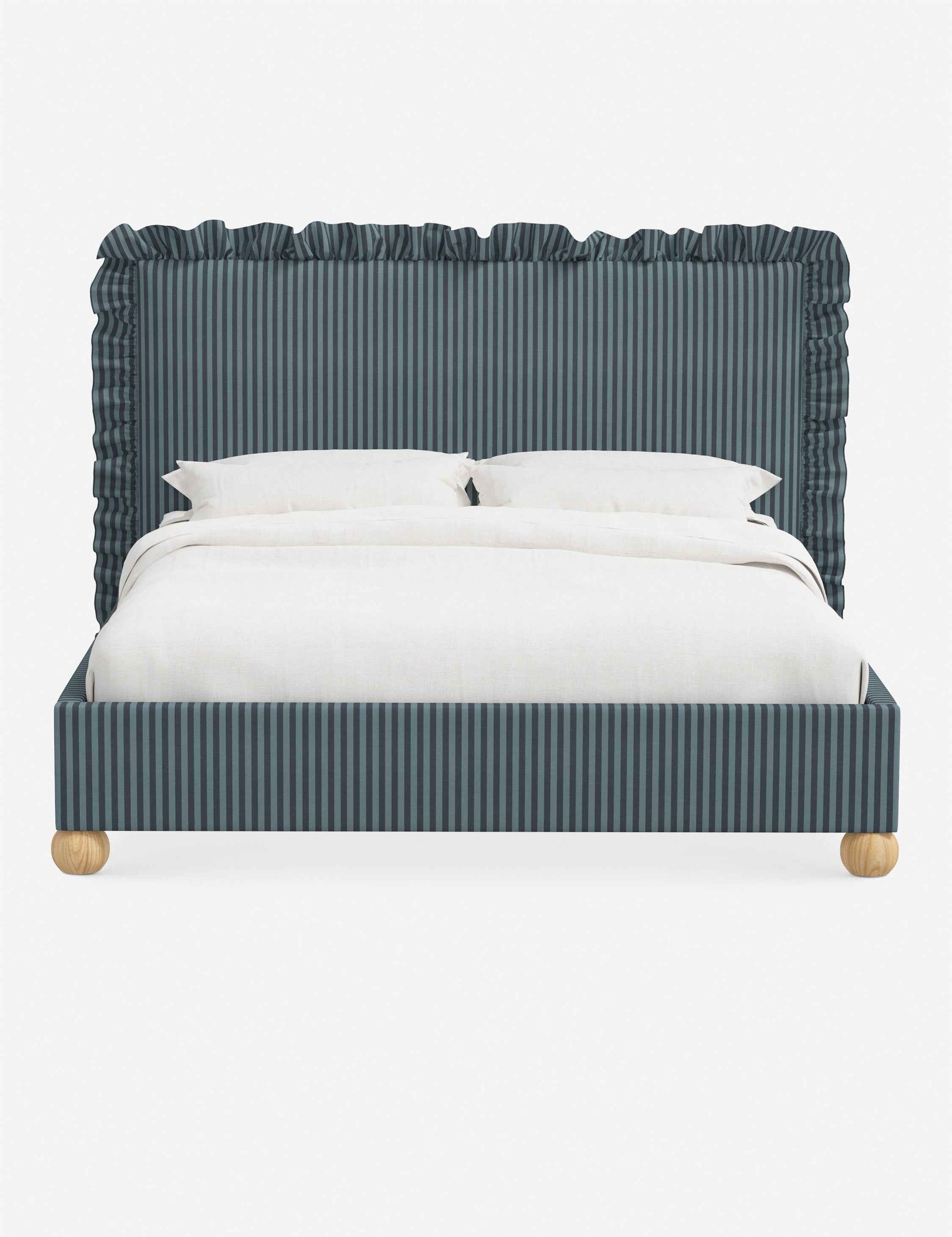 Mira Platform Bed | Ruffled Headboard, Custom Upholstery