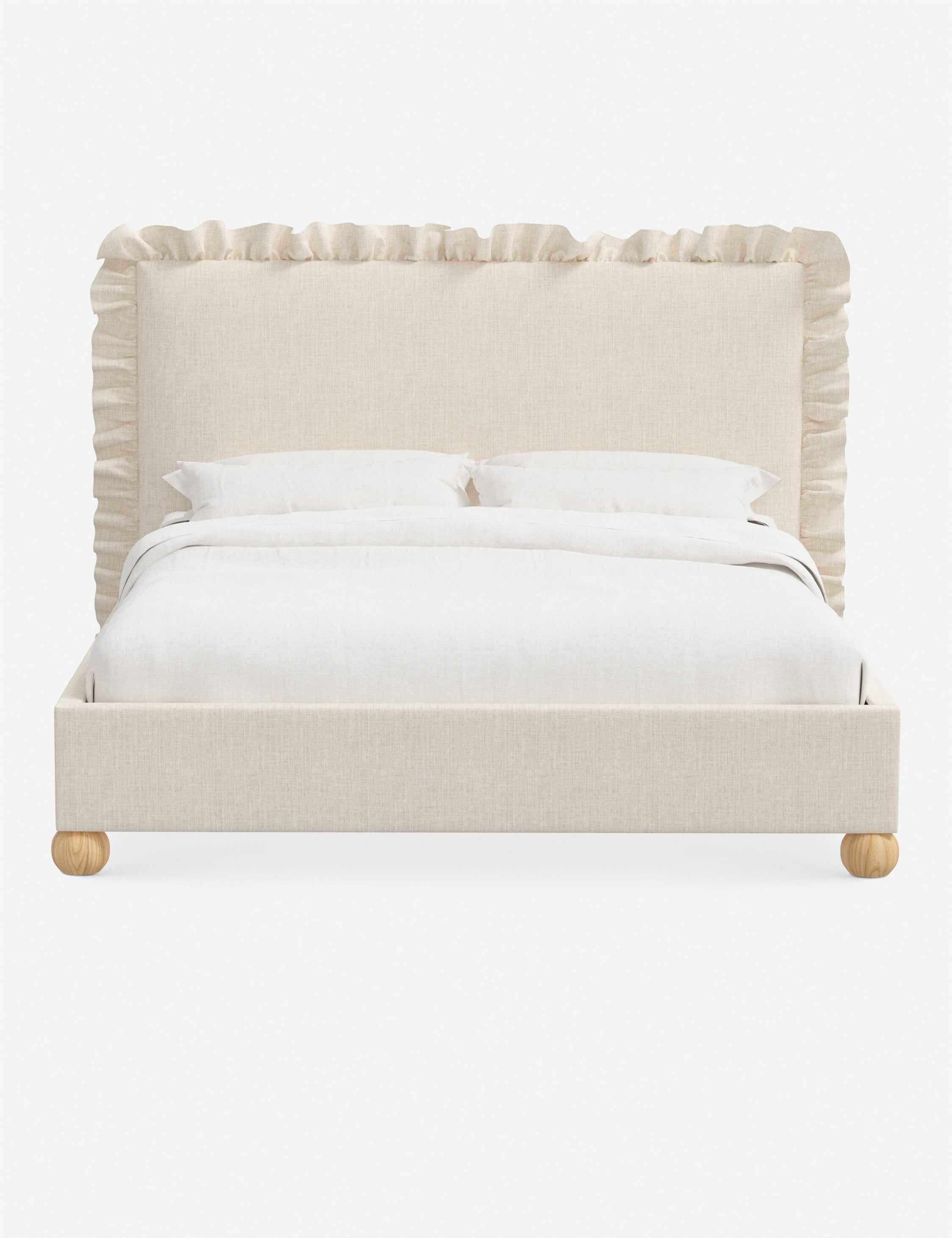 Mira Platform Bed | Ruffled Headboard, Custom Upholstery