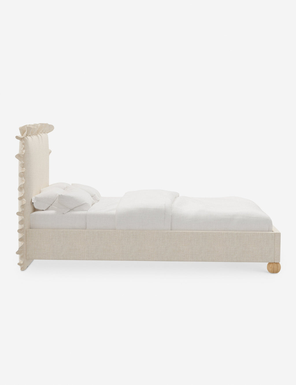 Mira Platform Bed | Ruffled Headboard, Custom Upholstery