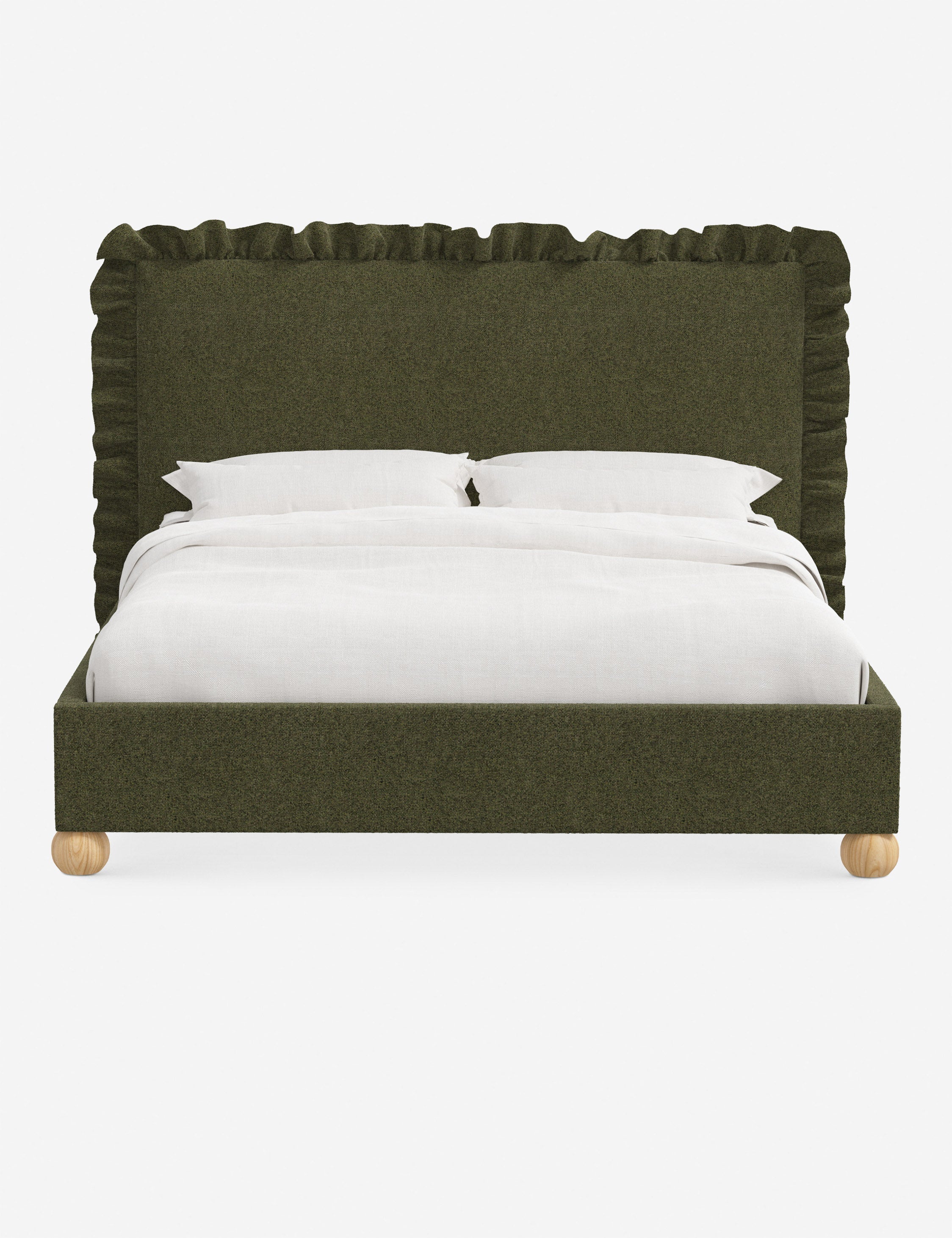 Mira Platform Bed | Ruffled Headboard, Custom Upholstery
