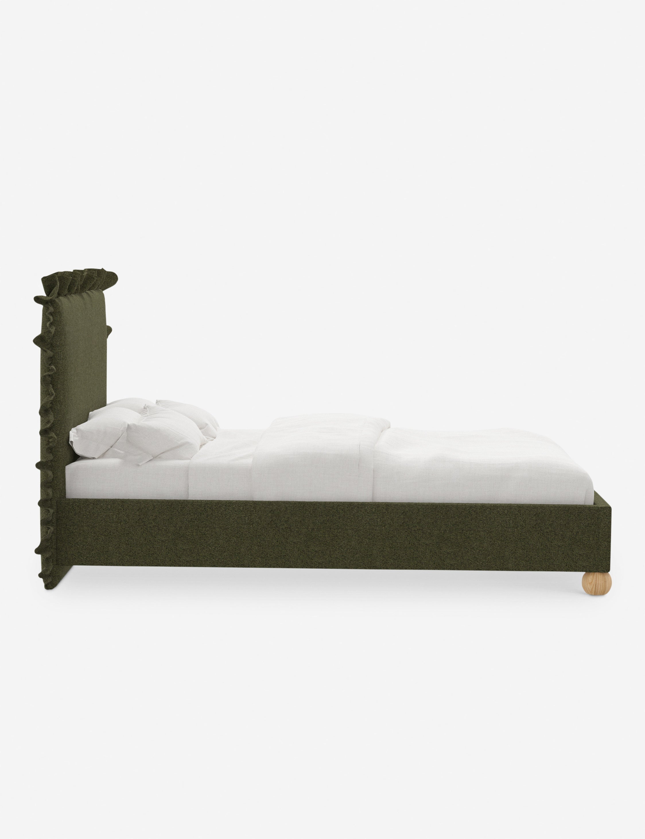 Mira Platform Bed | Ruffled Headboard, Custom Upholstery