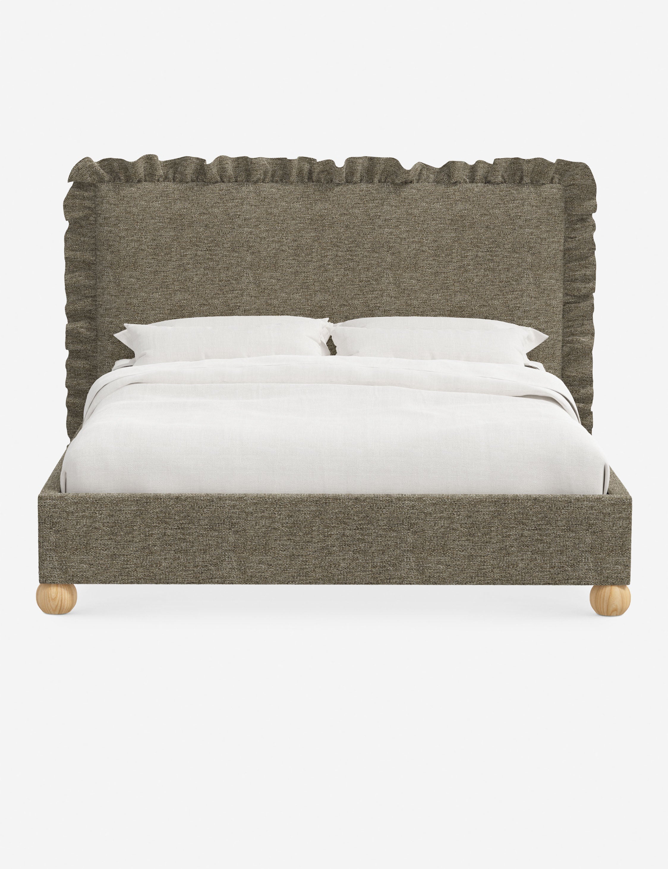 Mira Platform Bed | Ruffled Headboard, Custom Upholstery