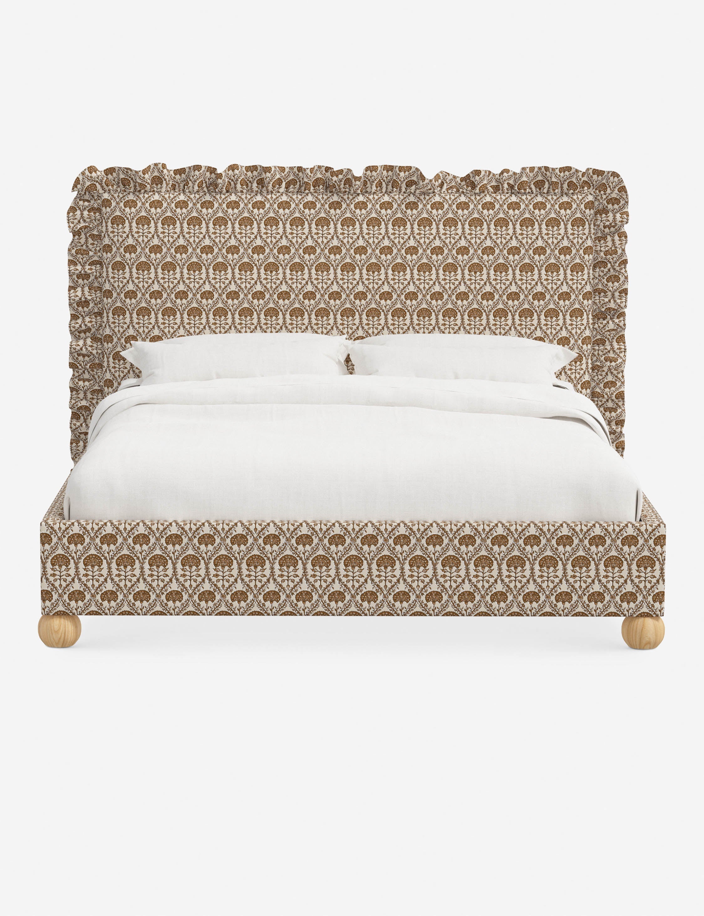 Mira Platform Bed | Ruffled Headboard, Custom Upholstery