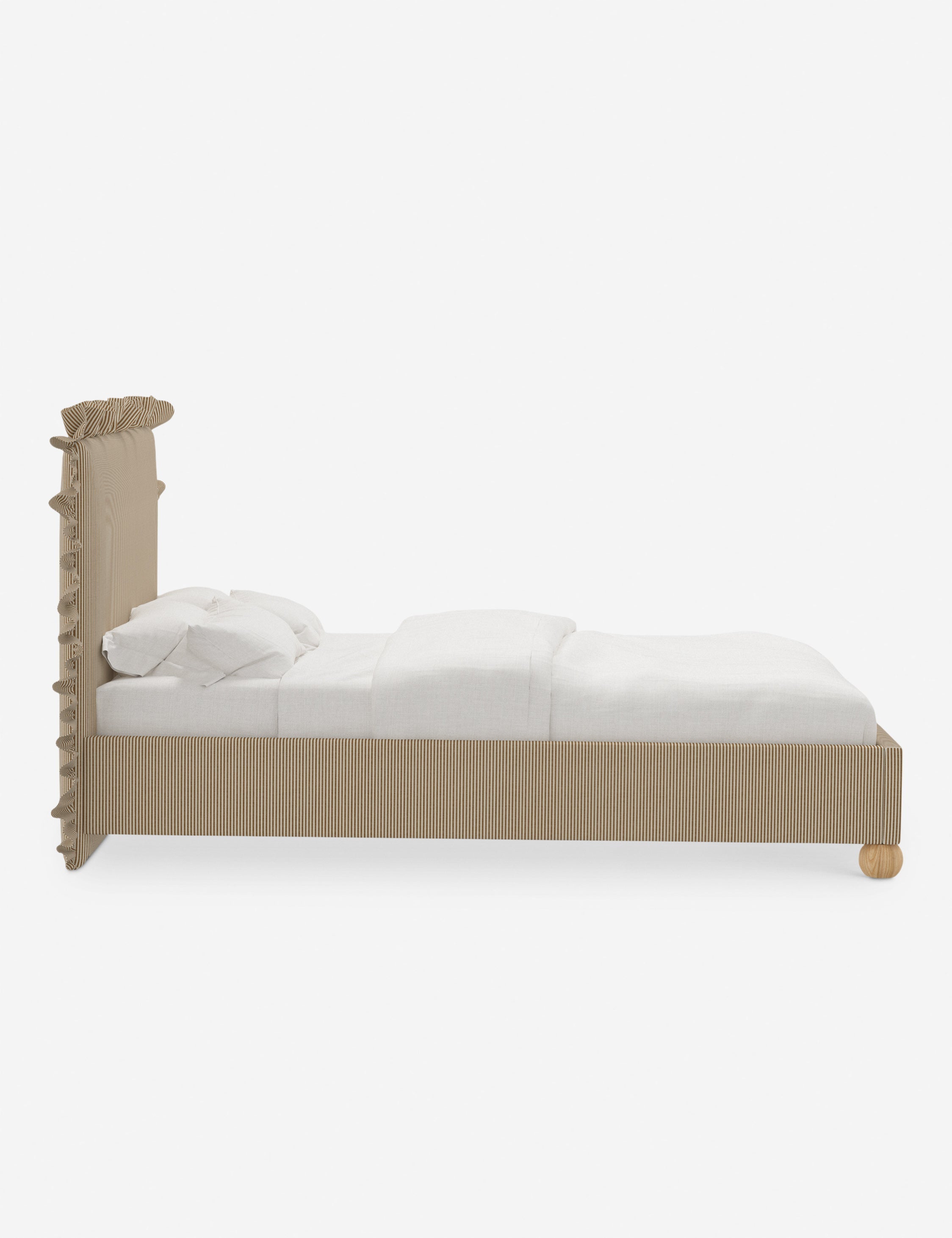 Mira Platform Bed | Ruffled Headboard, Custom Upholstery