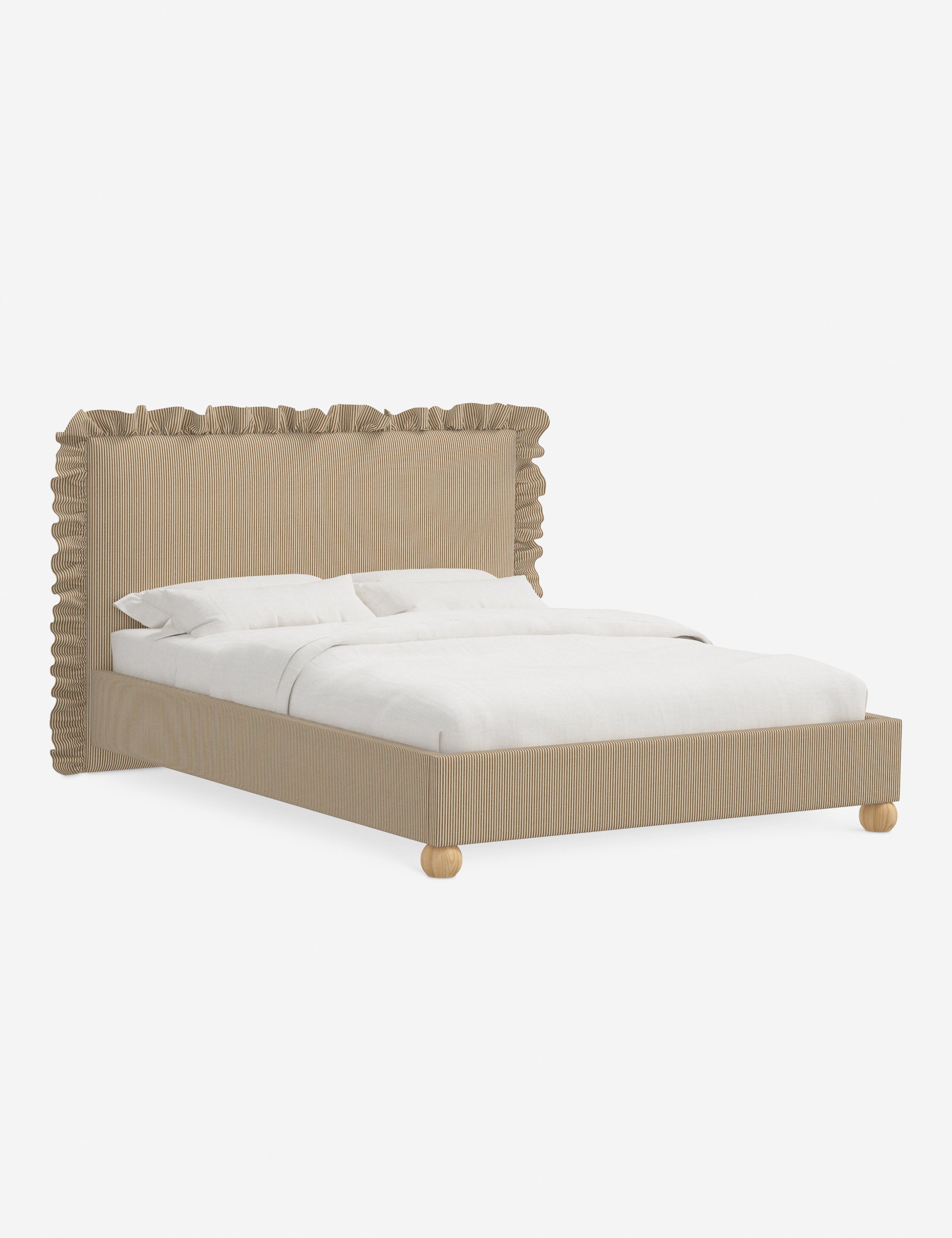 Mira Platform Bed | Ruffled Headboard, Custom Upholstery