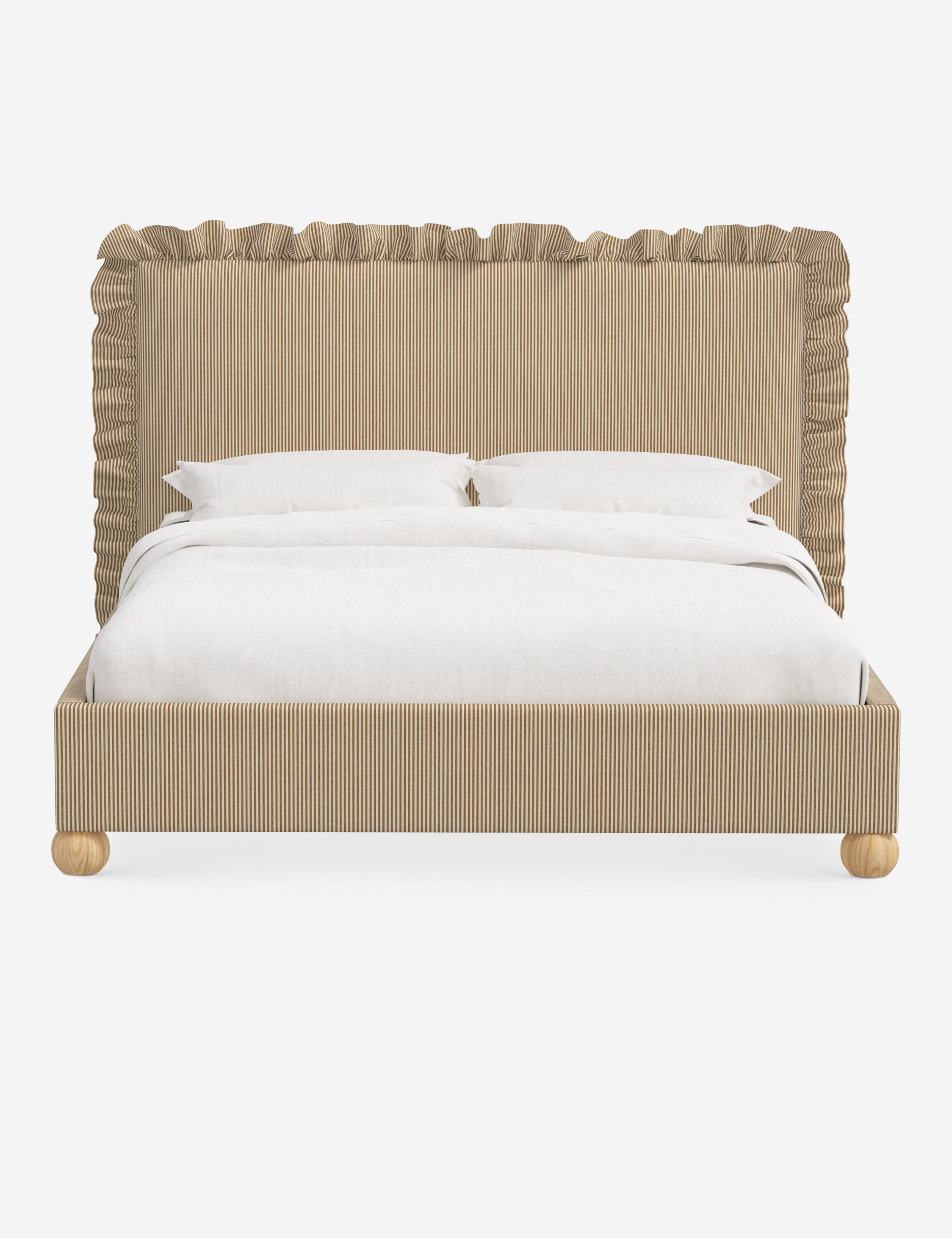 Mira Platform Bed | Ruffled Headboard, Custom Upholstery