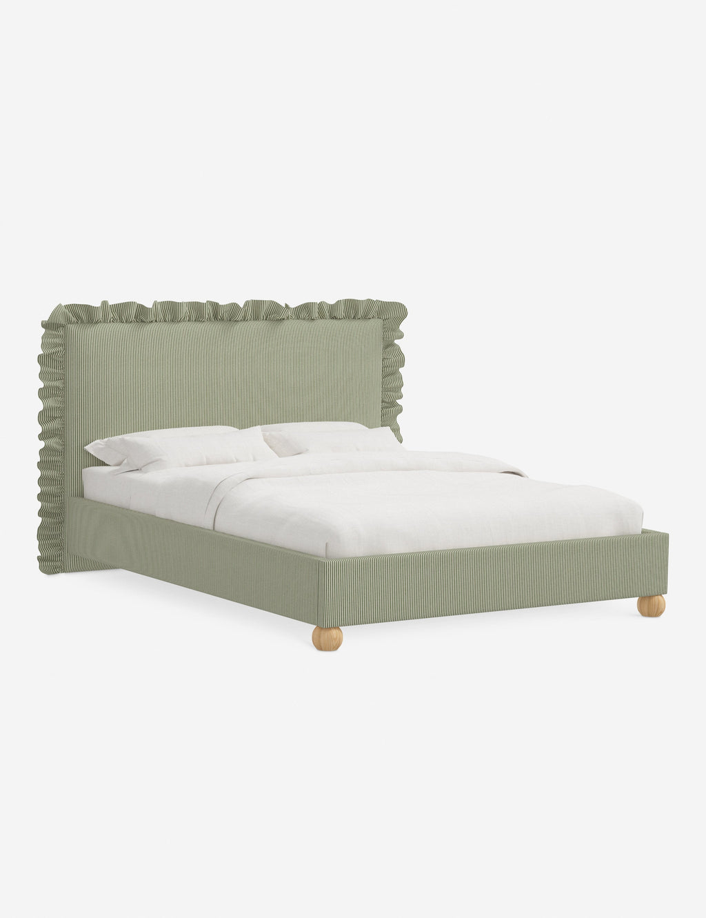 Mira Platform Bed | Ruffled Headboard, Custom Upholstery