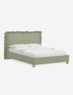 Mira Platform Bed | Ruffled Headboard, Custom Upholstery